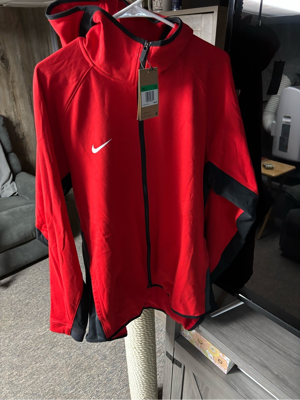 Nike Red and Black Full-Zip Kids Jacket with Hood